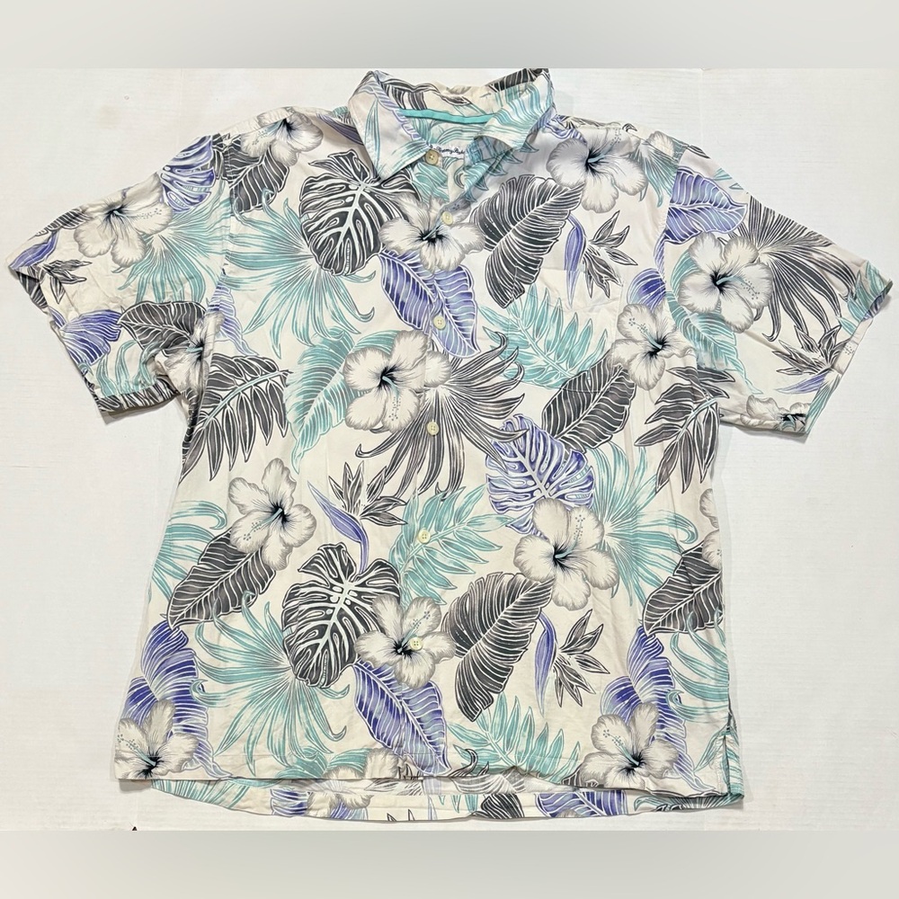 Tommy Bahama Konkan Jungle Tropical Floral Silk Blend Hawaiian Shirt Men XXL